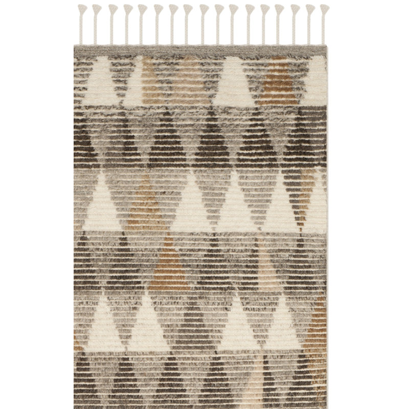 Tapis ivoire en laine / coton noué à la main Amarionna, Rectangle 8 pi x 10 pi