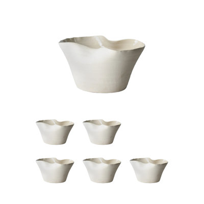  Vase en céramique mat Curvia, bol beige fait à la main pour arrangements floraux, vase sculptural pour la maison, le bureau, le café, le restaurant et les événements, 10,5 po de long, 8,5 po de large et 5,5 po de haut, paquet de 6