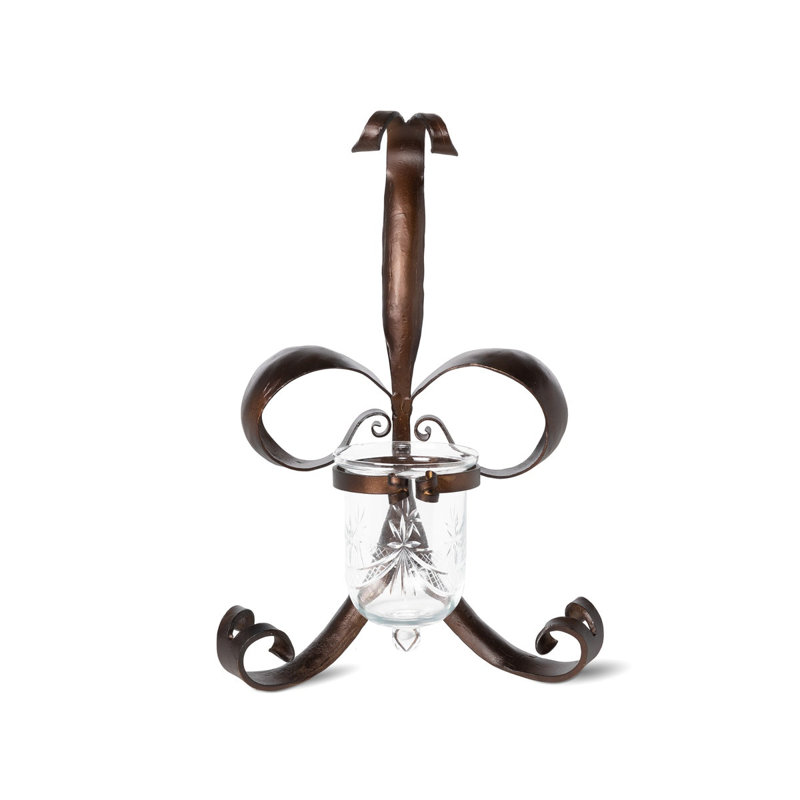 Antique Bronze Fleur De Lis Jelly Jar Wall Sconce