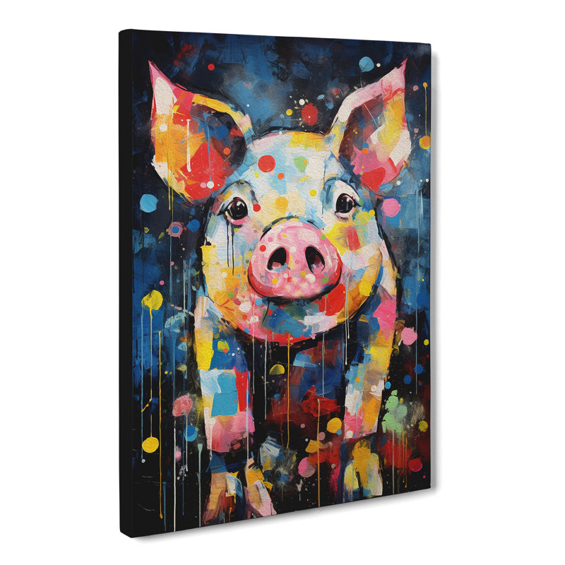 Pig Abstract Art No.2 - Wrapped Canvas, 50cm H x 35cm W x 3cm D