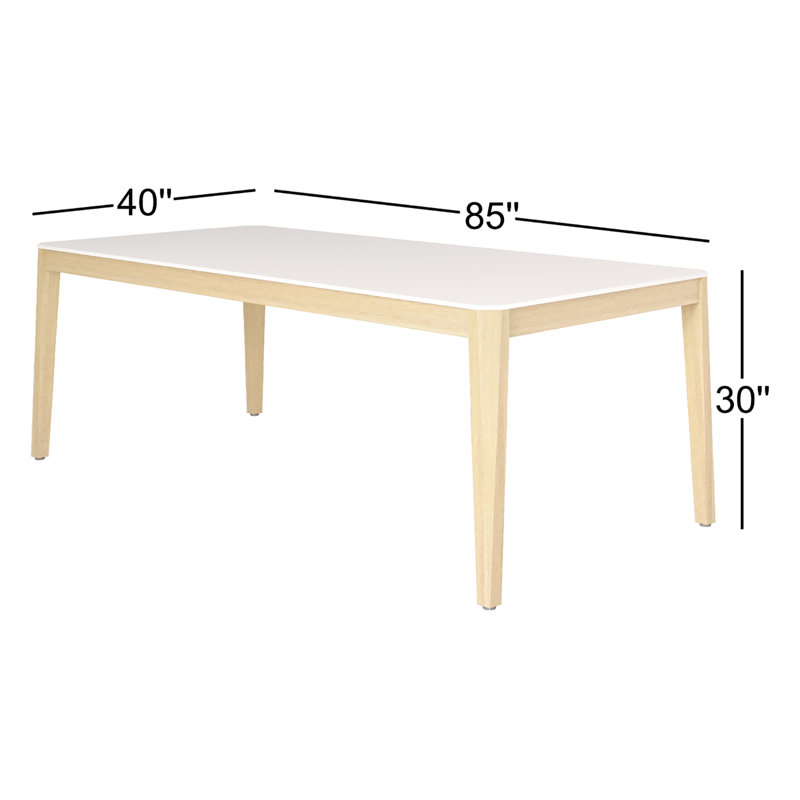Alvine Solid Wood Base Dining Table, White, 30" H x 85" L x 40" W