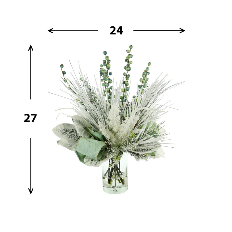 Snow Pine, Berries and Magnolia Leaves Holiday Floral