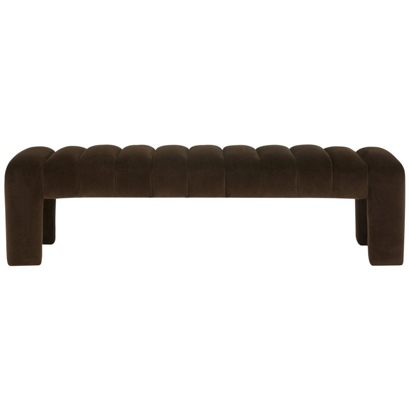 Bellisima Upholstered Bench, Dark Brown Velvet