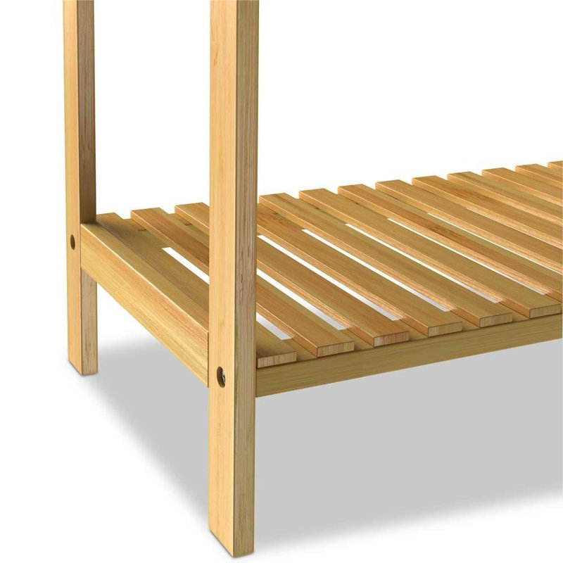 Towel Rack Bamboo with Floor Shelf