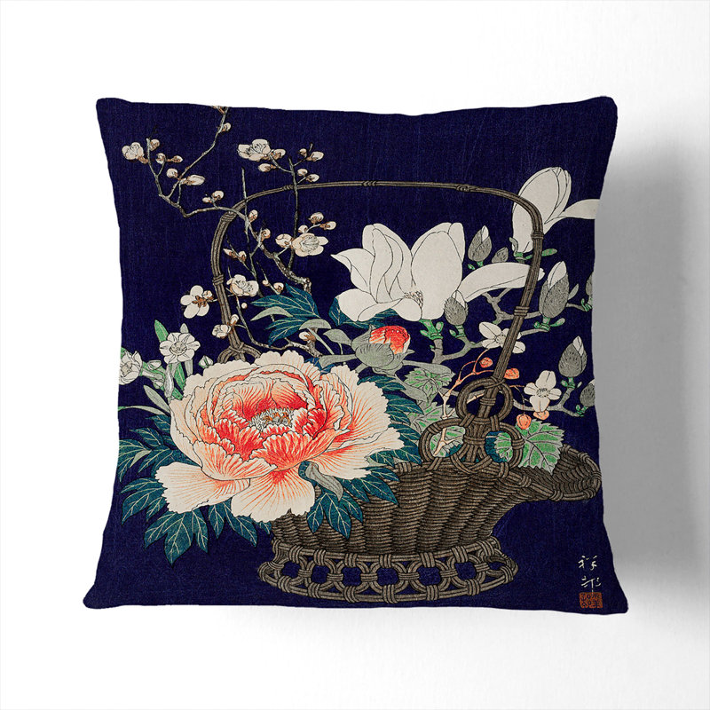 Floral Square Cushion, Black, 55 x 55 cm