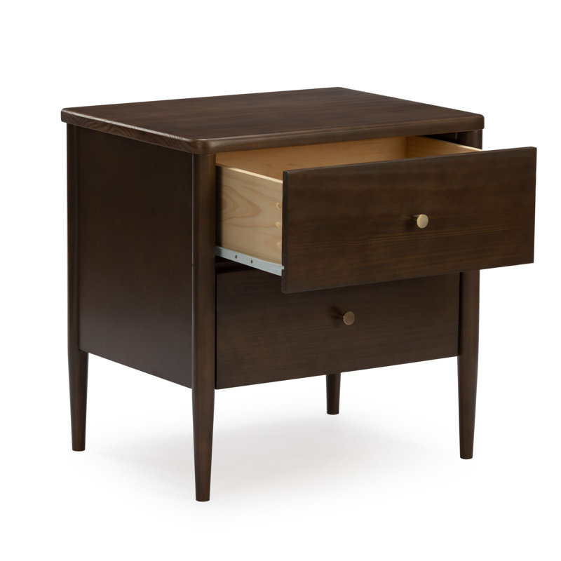 Harbor 2 Drawer Nightstand, Walnut, Walnut