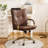 23.2''W Luxury Faux Leather Brown Office Chair with Padded Arms-1168926806
