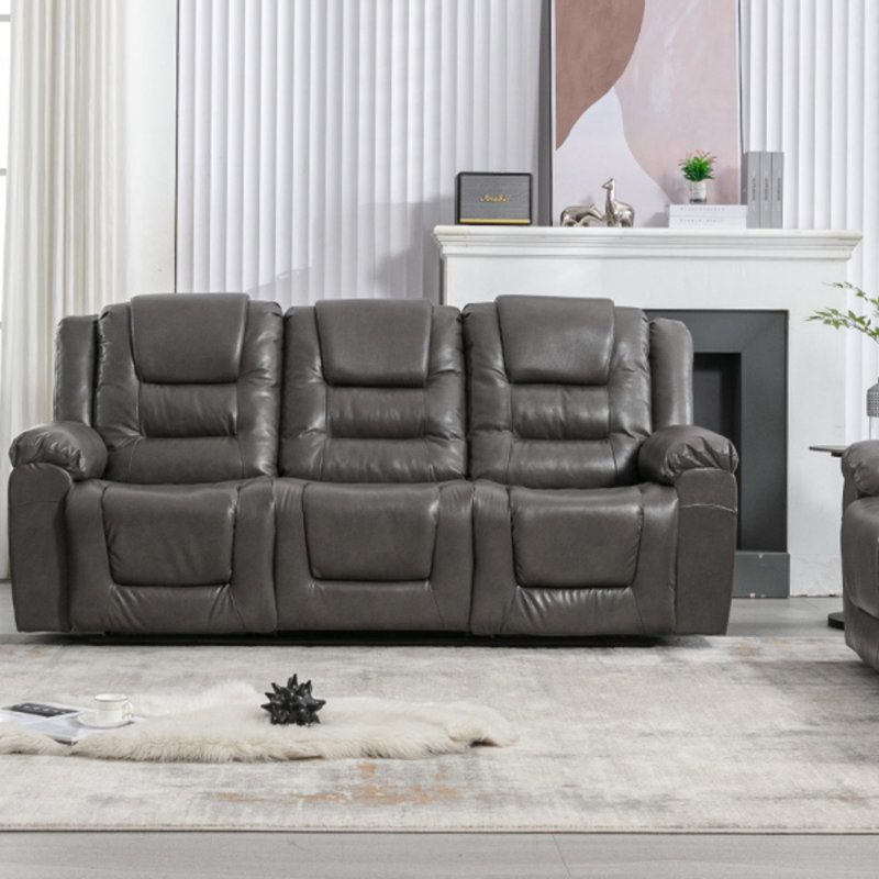 Fauteuil inclinable manuel confortable avec positions réglables, coussins moelleux et porte-gobelets intégrés pour une détente ultime, fauteuil inclinable