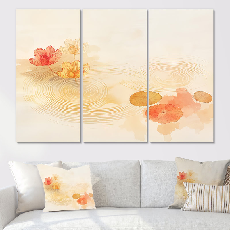«Lotus Reflection Wall Art», toile Zen Lake, H 40 po x l 60 po, Toile tendue sans cadre