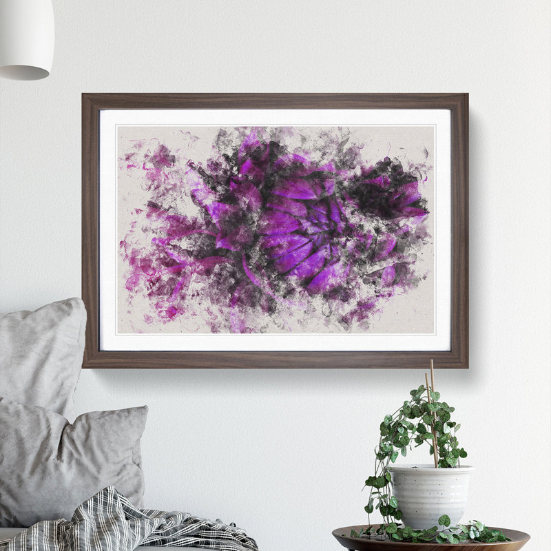 Purple Flower Vol.1 - Single Picture Frame Print on Wood, 27cm H x 36cm W x 2cm D, Walnut Framed