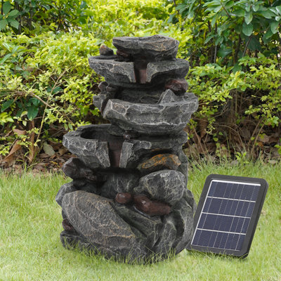Outdoor Rock Fountain with Lights