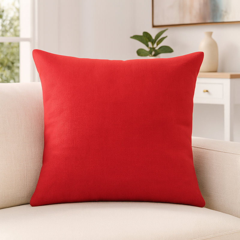 Coussin en lin, Rouge, Polyester