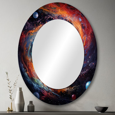 Décoration de miroir mural ovale rose et orange Vortex V - rose
