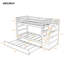 Lit superposé simple au-dessus de simple avec lit gigogne, escalier de rangement et structure en bois massif pour chambre d'enfant-113547207