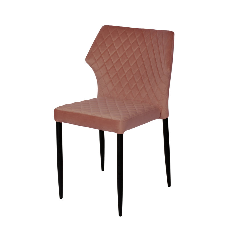 4 Spiegel Velvet Upholstered Dining Chair with Black Legs, Pink