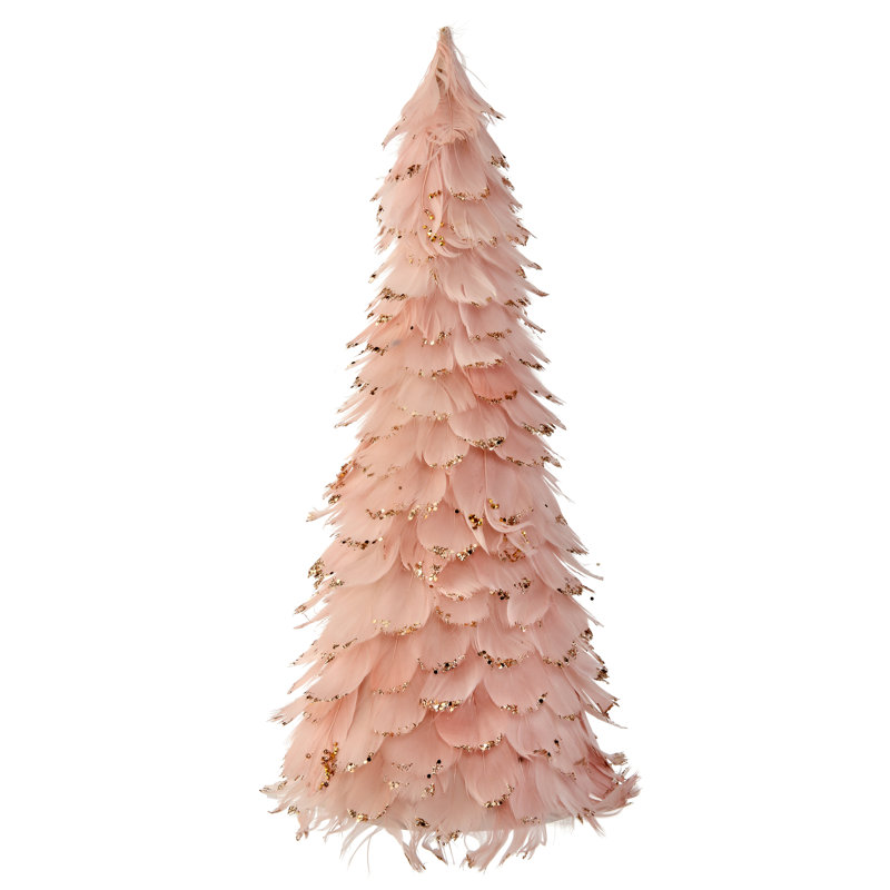 18"  Glitter Tip Feather Cone Tree