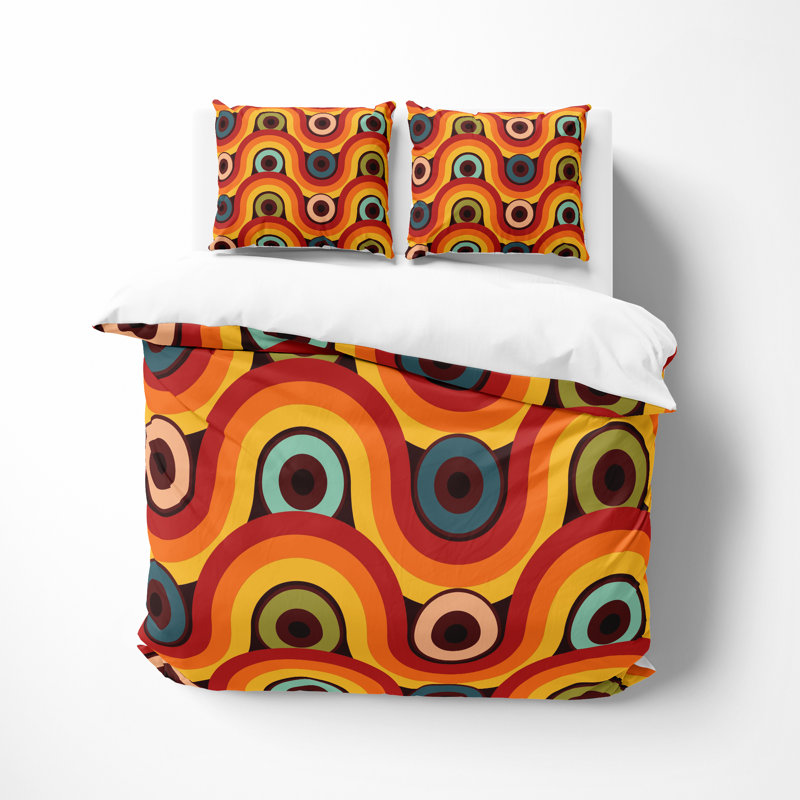 Geometric Shapes Duvet Cover, King Duvet Cover  + 2 King Shams
