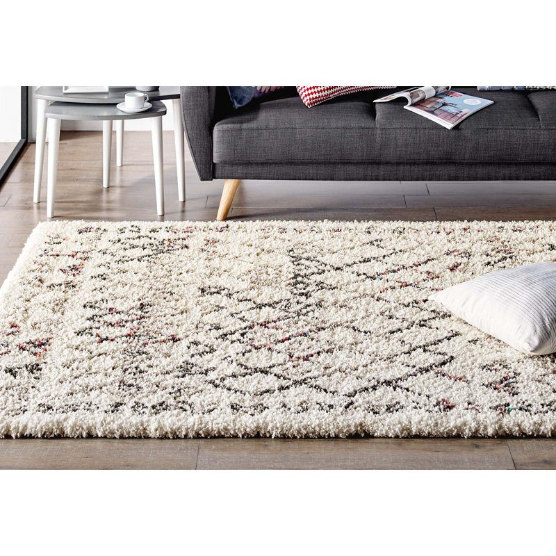 Tapis à poil long Skadi Rainbow Diamond, Rectangle de 5 pi x 8 pi