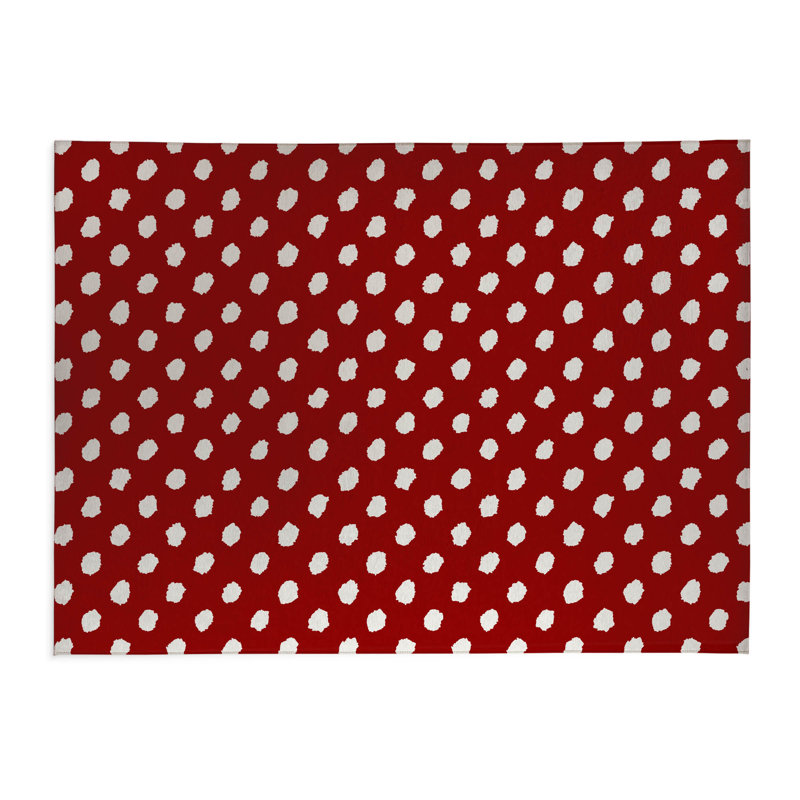Tapis de cuisine Grunge Dot, Rectangulaire 2 pi x 3 pi, Rouge canneberge