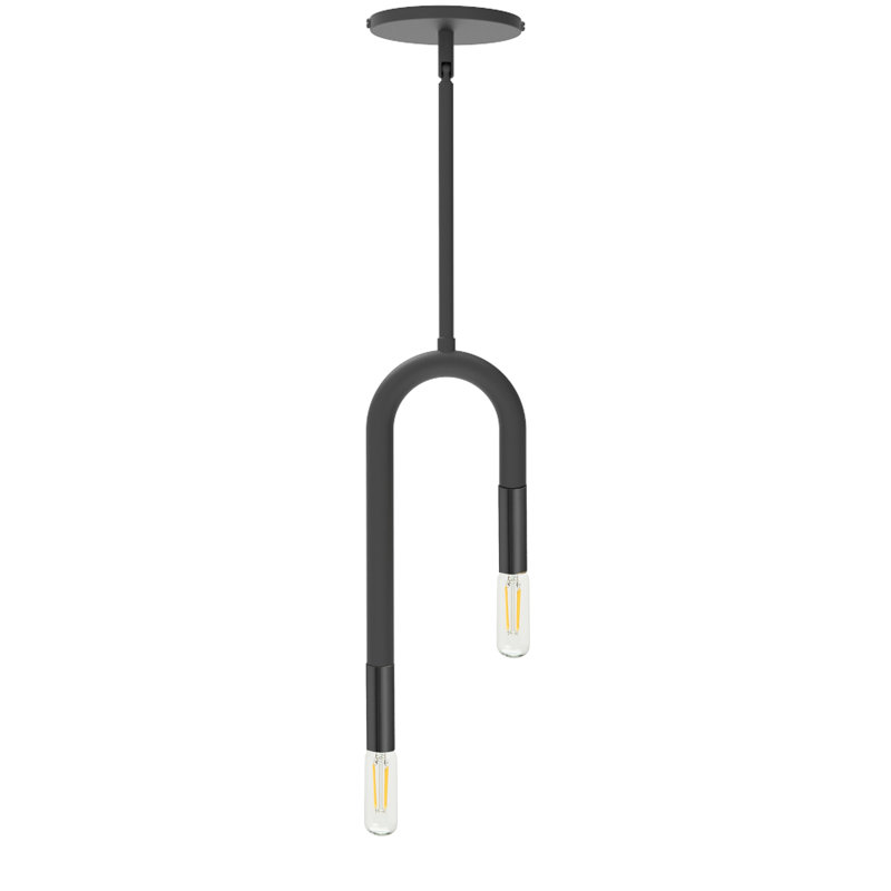 Luminaire suspendu incandescent 2 lumières Wand, Noir mat