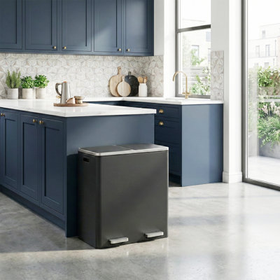 2 x 8 gallons en acier inoxydable multi-compartiments avec 15 sacs poubelles