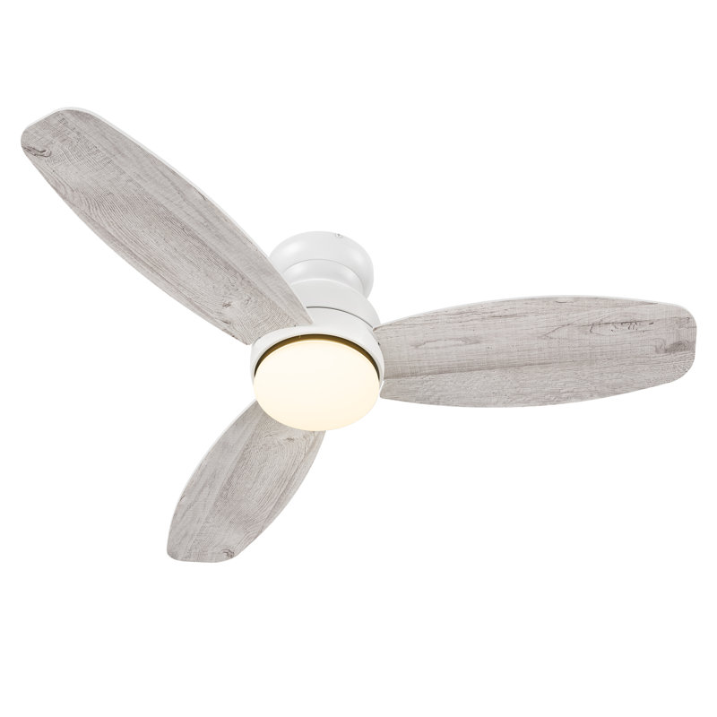  48" Ceiling Fan With Remote, Light Kit Included., White/Light Wood 