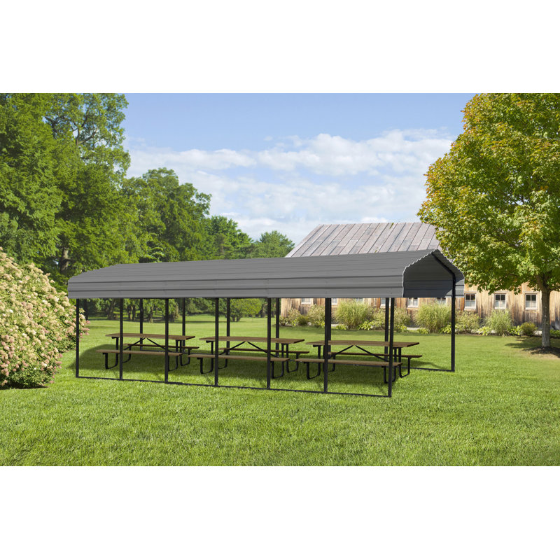 Galvanized Steel Carport, 10X29X9, Charcoal