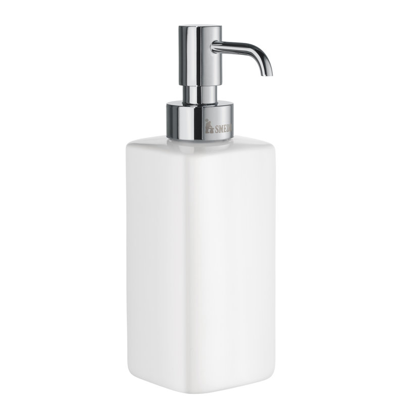 Freestanding soap/lotion dispenser & white porcelain container