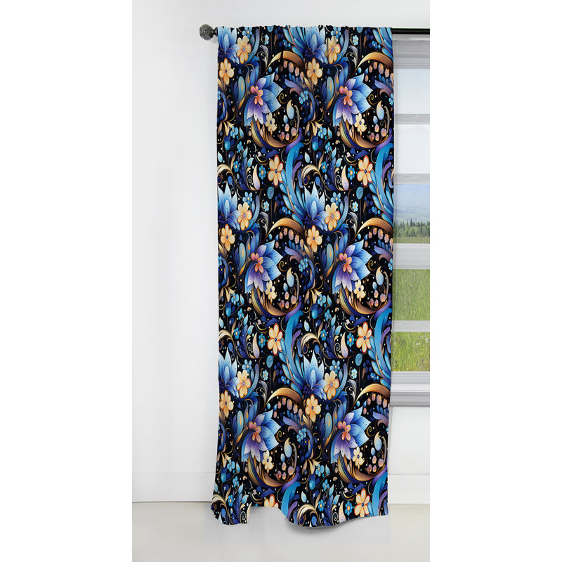 Mystique Allure Flower Serenity - Rideau abstrait - Rideau abstrait en velours occultant - 1 panneau, L 52 po x L 95 po