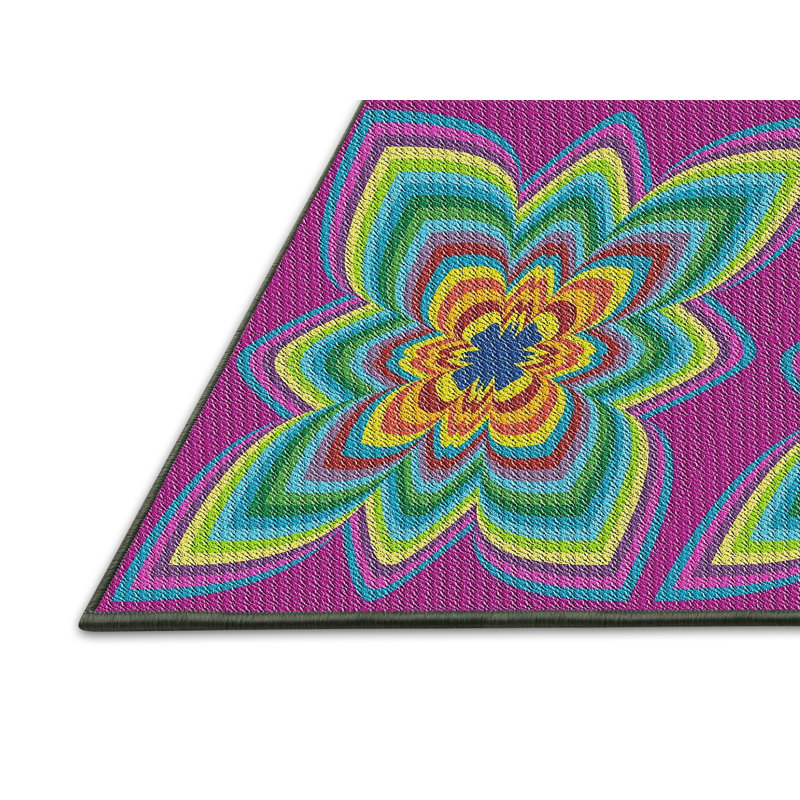Tapis rose / vert / jaune, Rectangle 5 pi x 7 pi