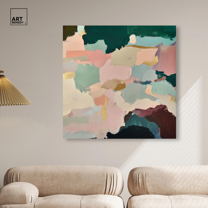 «Brushed Beauty II», art mural vert sur toile par Art Remedy, H 40 po x l 40 po, Toile tendue