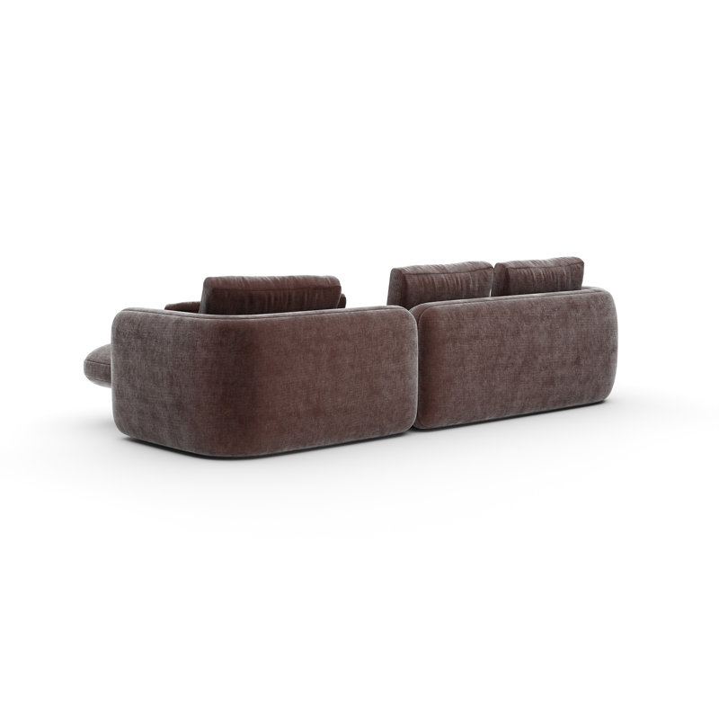*Overlap Left Chaise Sec Small Dk Taupe, Brown Polyester Blend, Right Hand Facing