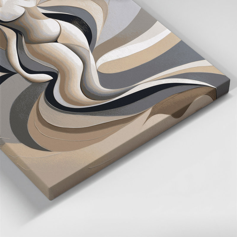 Abstrait art figuratif sur toile beige, H 20 po x l 16 po