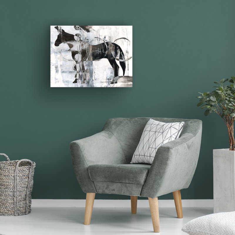«Union Rustic Ethan Harper B&W Horse Abstract I», art mural sur toile, H 14 po x l 19 po
