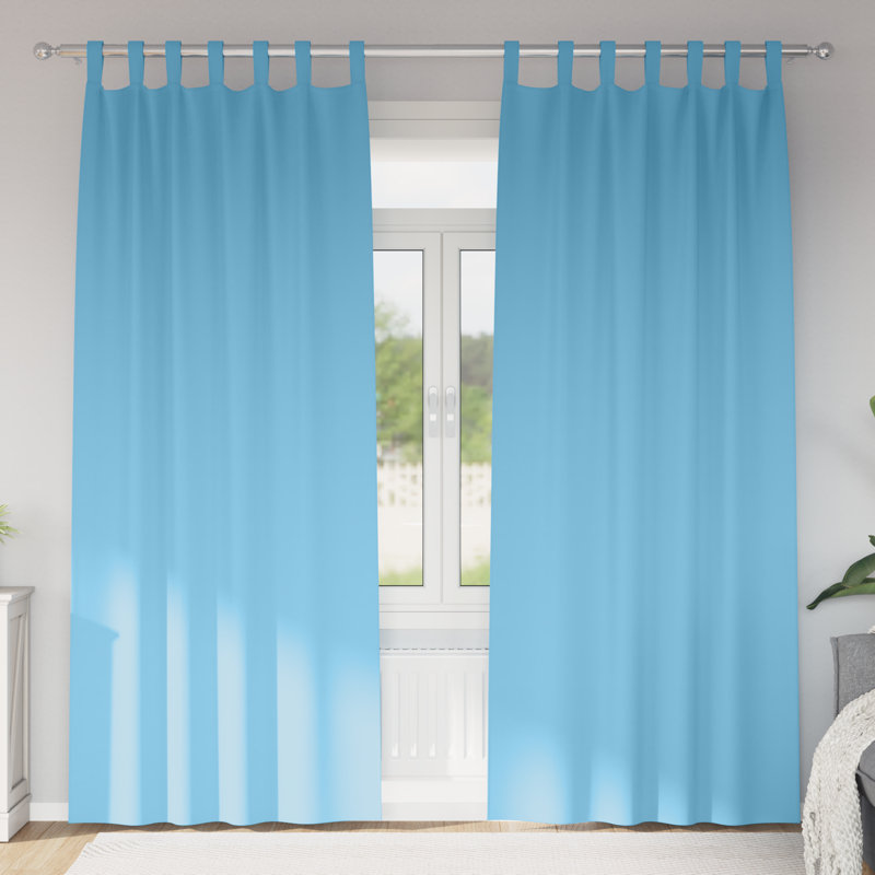 Curtains With Curtains 2 Pcs Polyester, Light Blue, 140cm Width x 225cm Drop