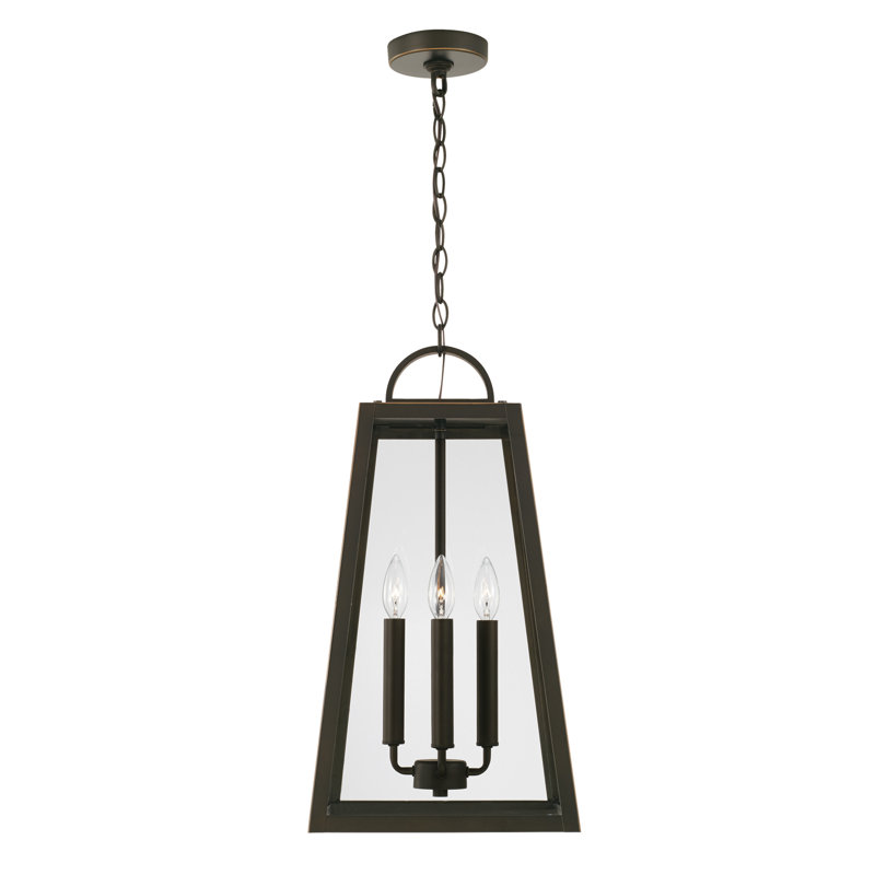 4 - Light Outdoor Hanging Lantern, Oiled Bronze