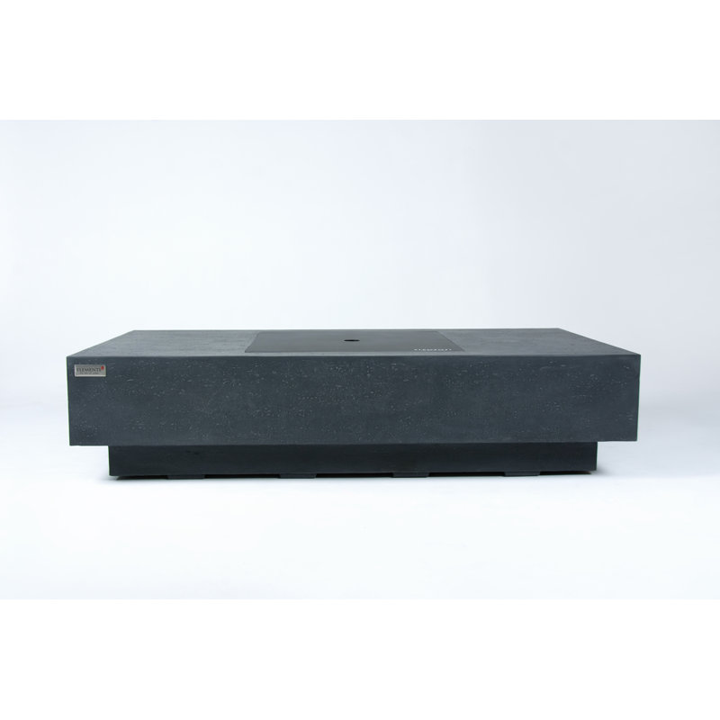 Cannes 60" Outdoor Dark Grey Concrete Fire Table 60,000 BTU - Includes Fire Glass, Lid & PVC Cover, Propane