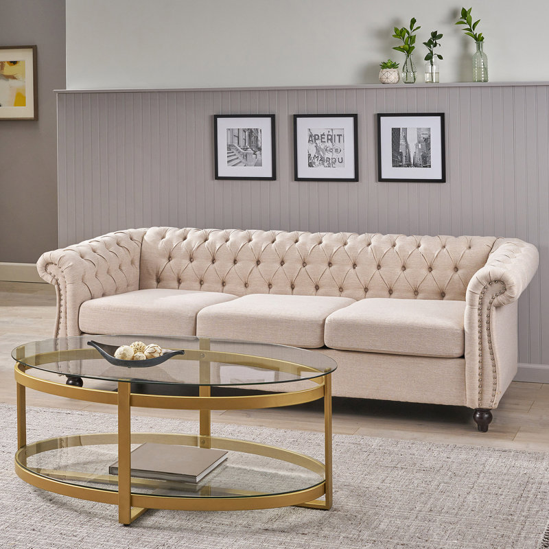 Comfortable Three-Seater Sofa with Stylish Design for Home Decoration, Beige