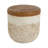 Laigha Modern Coastal Dual-Texture Round MGO Side Table with Faux Wood Grain Top for Patio, Balcony, Living Room