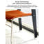Chaise de salle à manger moderne à supports mixtes, dossier en bois + pieds en métal avec assise rembourrée orange