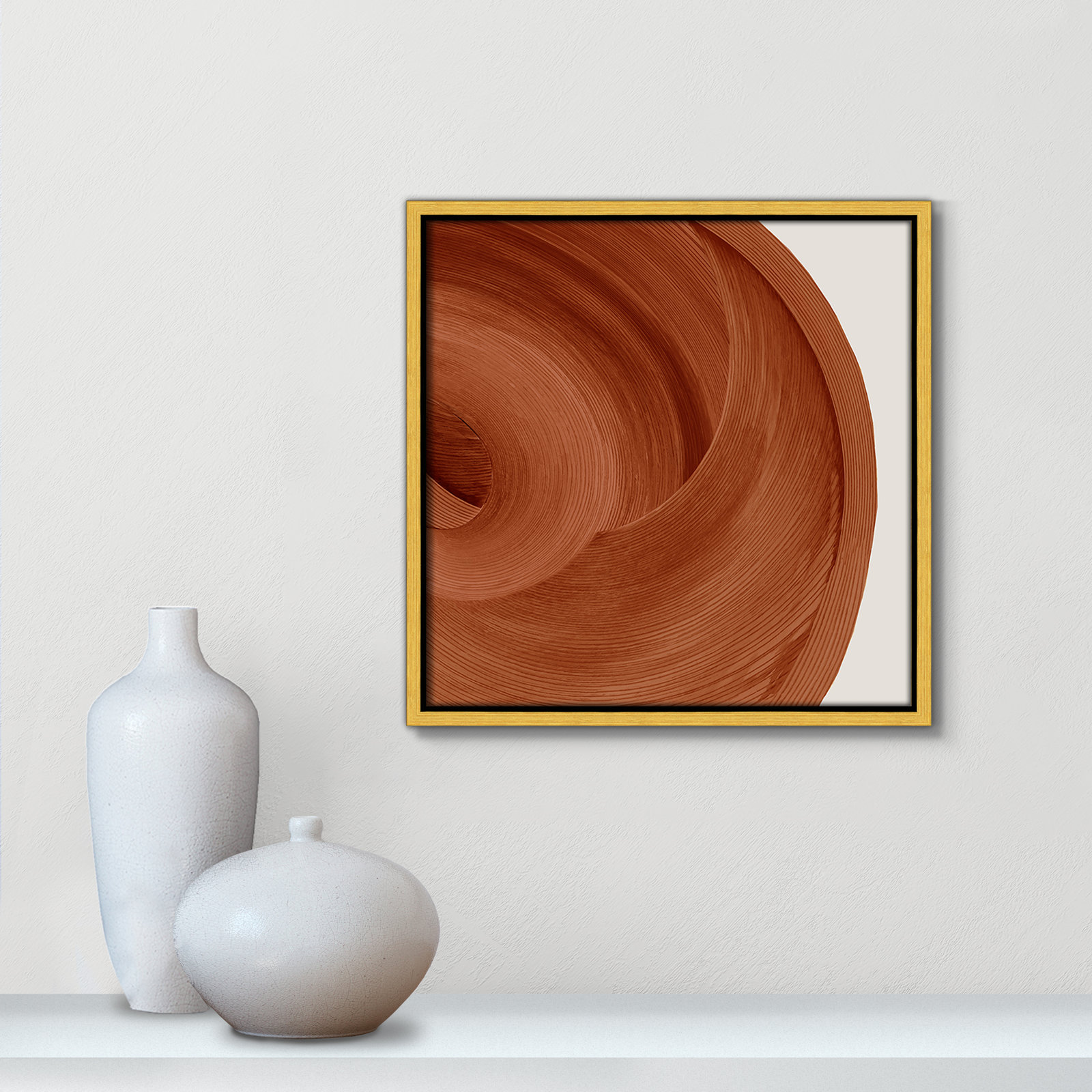 Affogato - Floater Frame Painting Print on Canvas, 13.5" H x 13.5" W x 2" D, Gold 