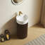 Meuble-lavabo cylindrique autoportant 16 po avec lavabo vasque à surface solide blanc, meuble-lavabo rond avec trou pour robinet-314072968