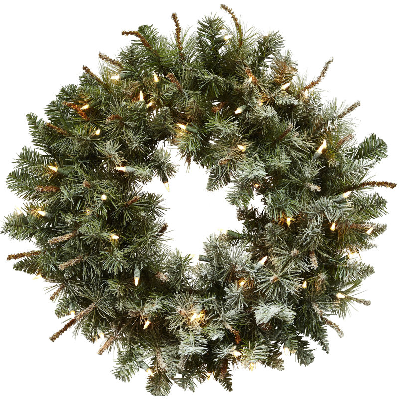Faux Lighted Pine Plastic 30'' Wreath