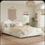 Base de lit tapissier moderne, structure de lit avec tissu en lin-117531108