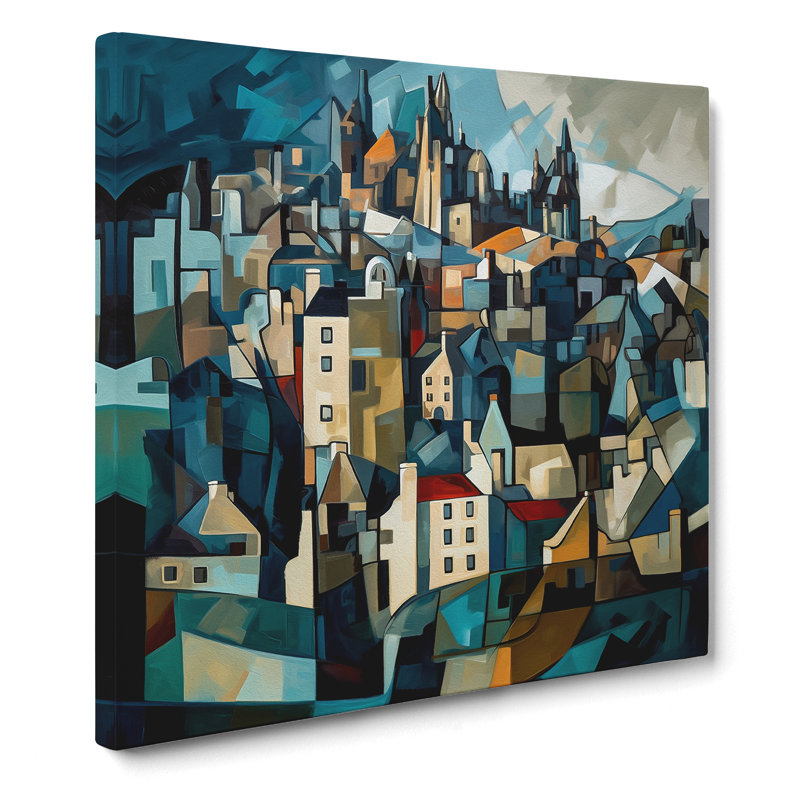 City Of Edinburgh Cubism No.4 - Wrapped Canvas, 50cm H x 50cm W x 3cm D