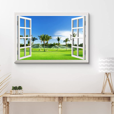 «Window Scenery Tropical Island Golf Course», reproduction sur toile tendue