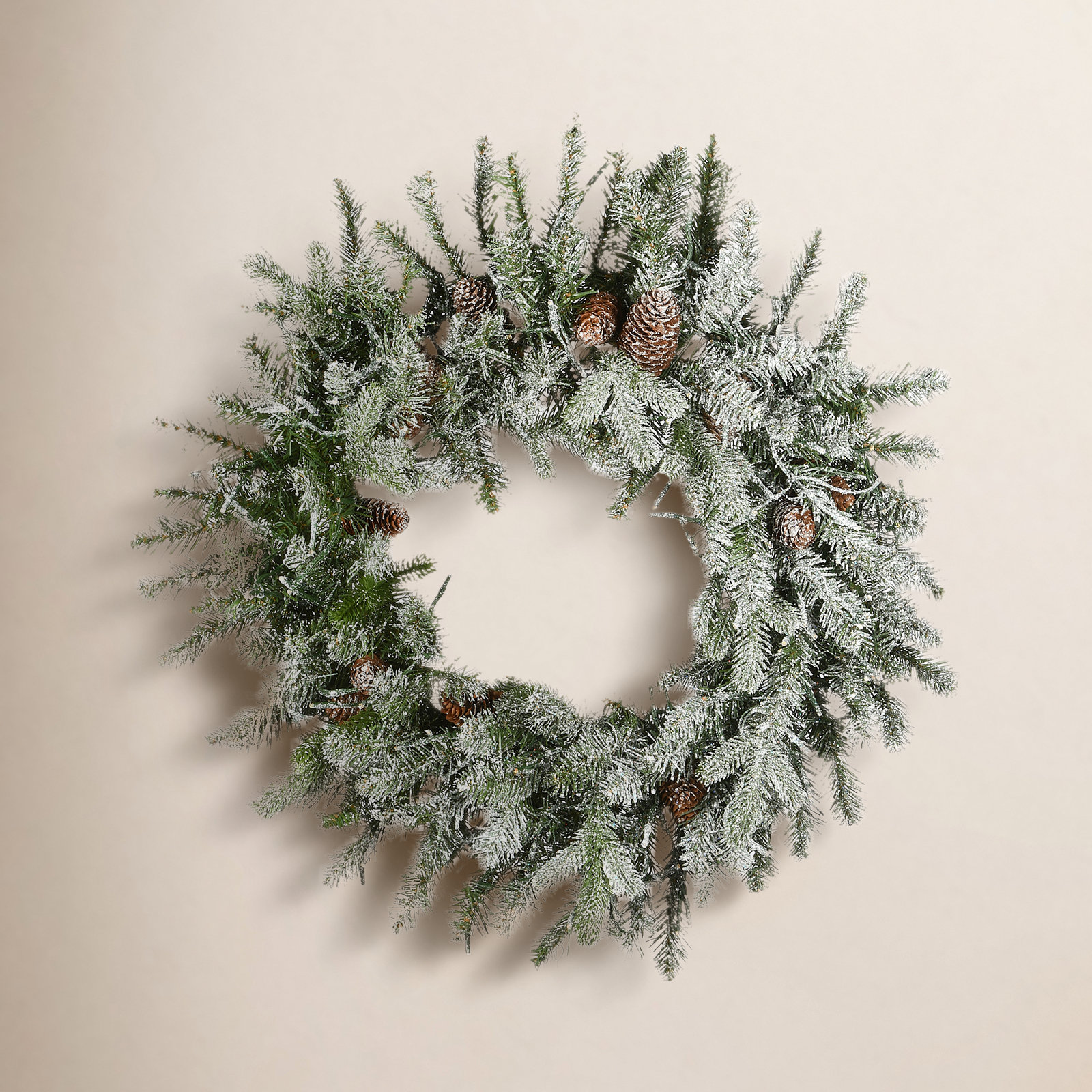 24" Frosted Spruce Pre-Lit Wreath