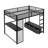 Metal Gaming Loft Bed With LED-2053376772