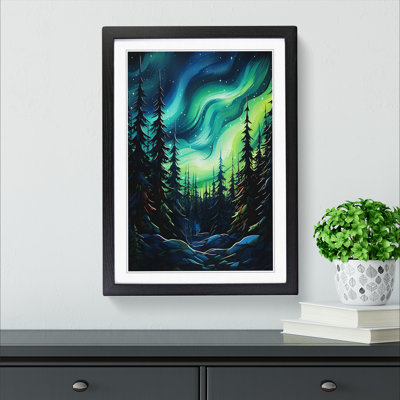 Northern Lights Abstract - Single Picture Frame Print on Wood