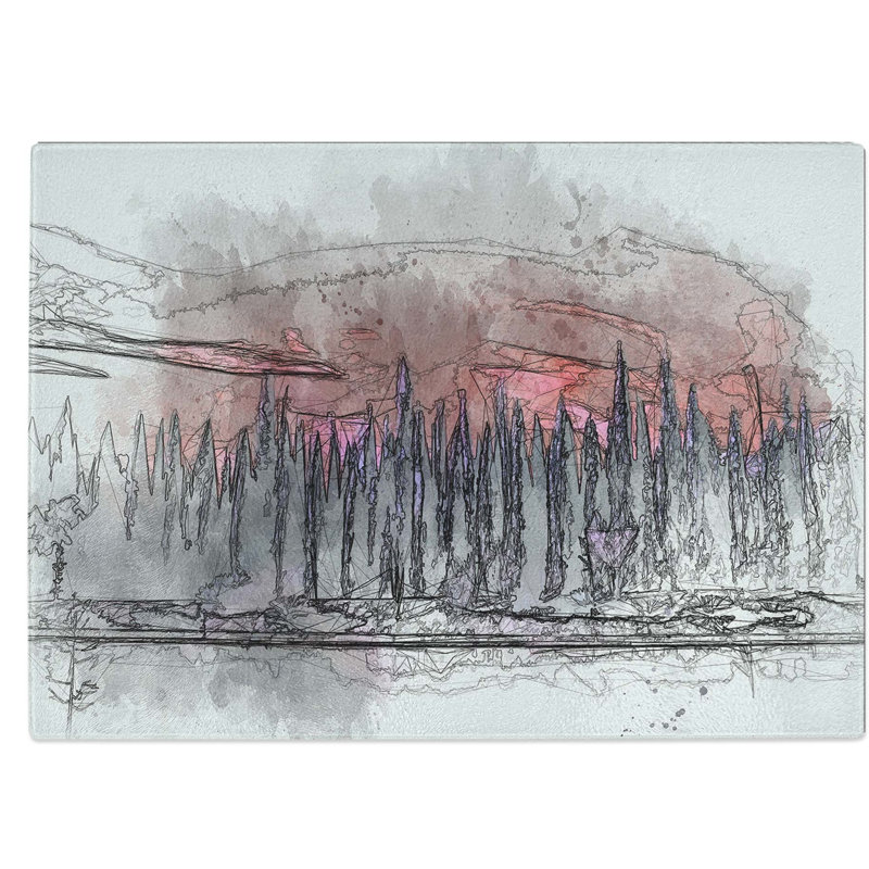 Tempered Glass Cypress Trees Chopping Board, 28.5 cm W x 20 cm L